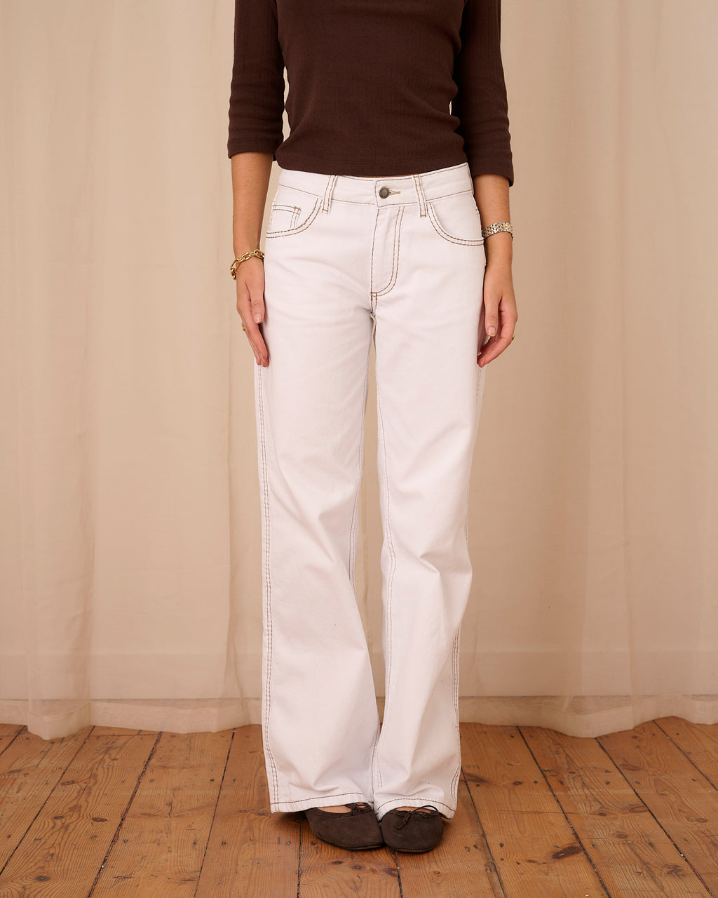 Lila Jeans - White & Brown