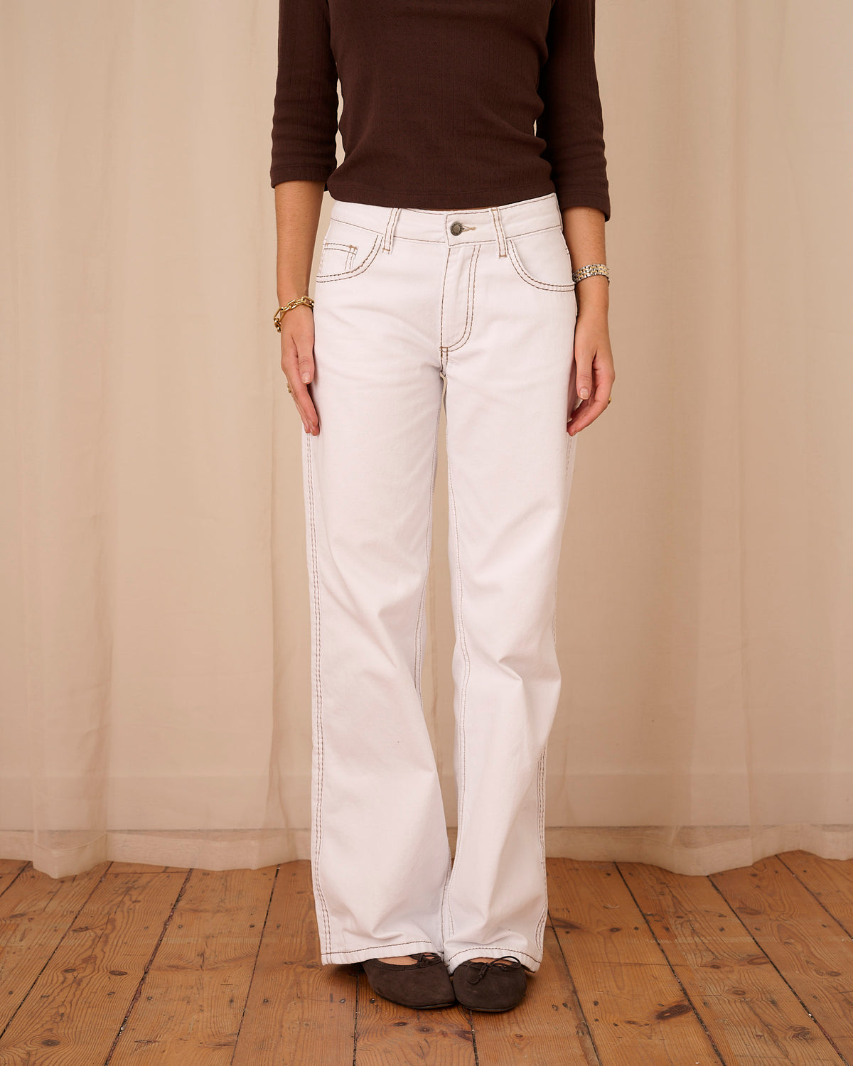 Lila Jeans - White & Brown