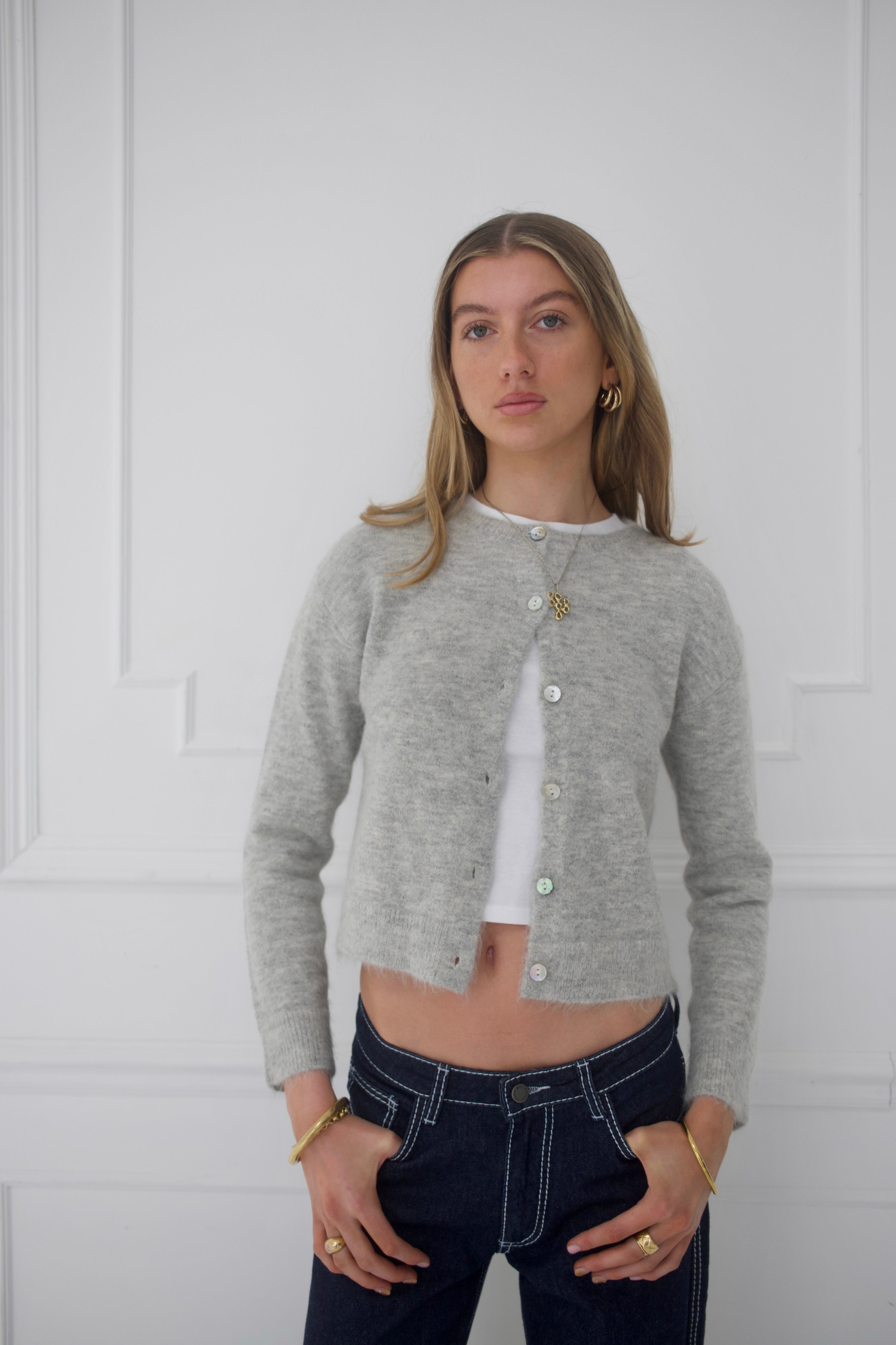 Pale grey cardigan hotsell