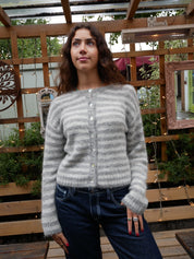 The Evie Cardigan - Grey Stripe