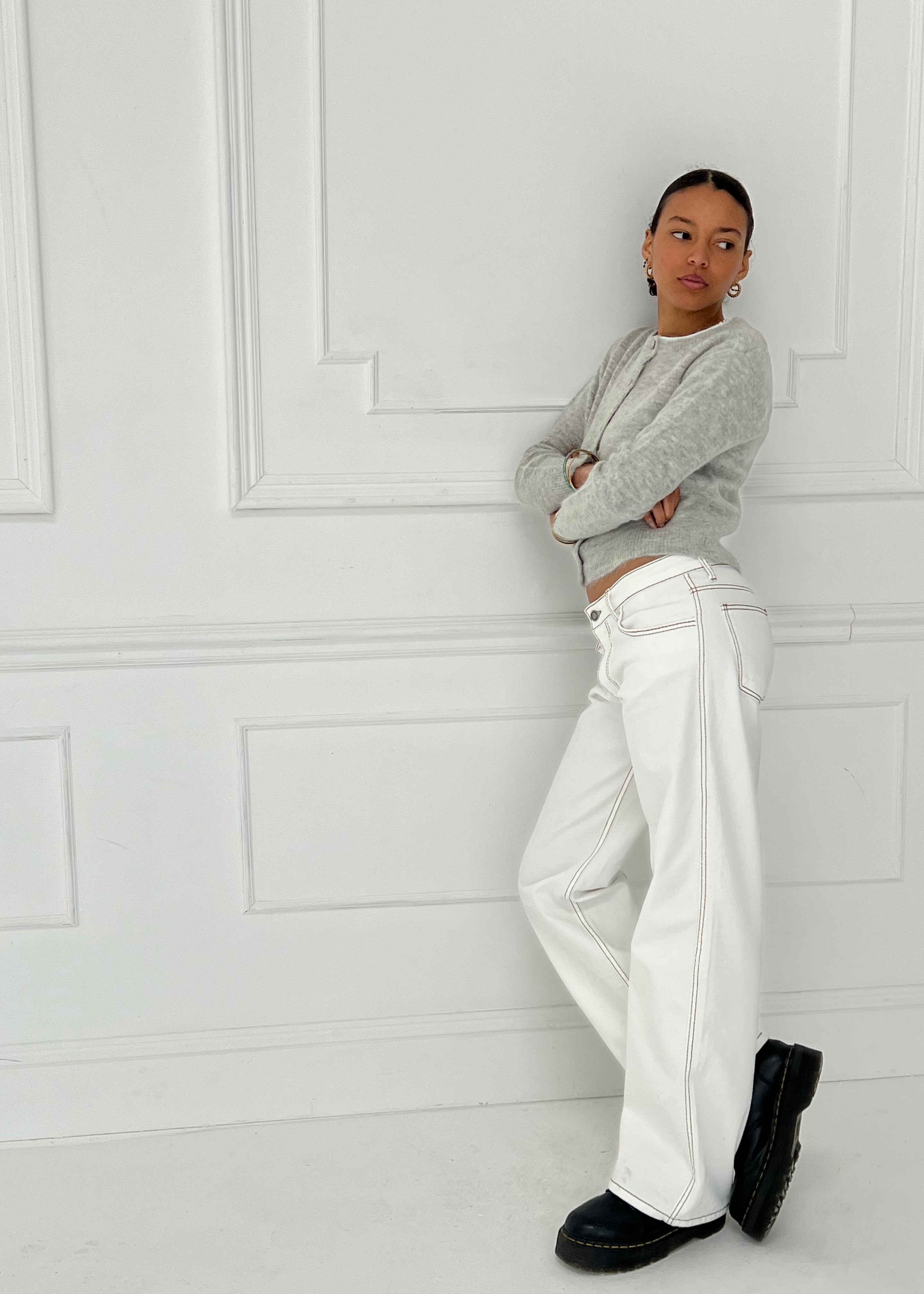 Lila Jeans - White & Brown