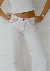 Lila Jeans - White & Red