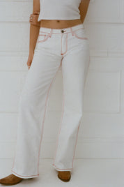 Lila Jeans - White & Red