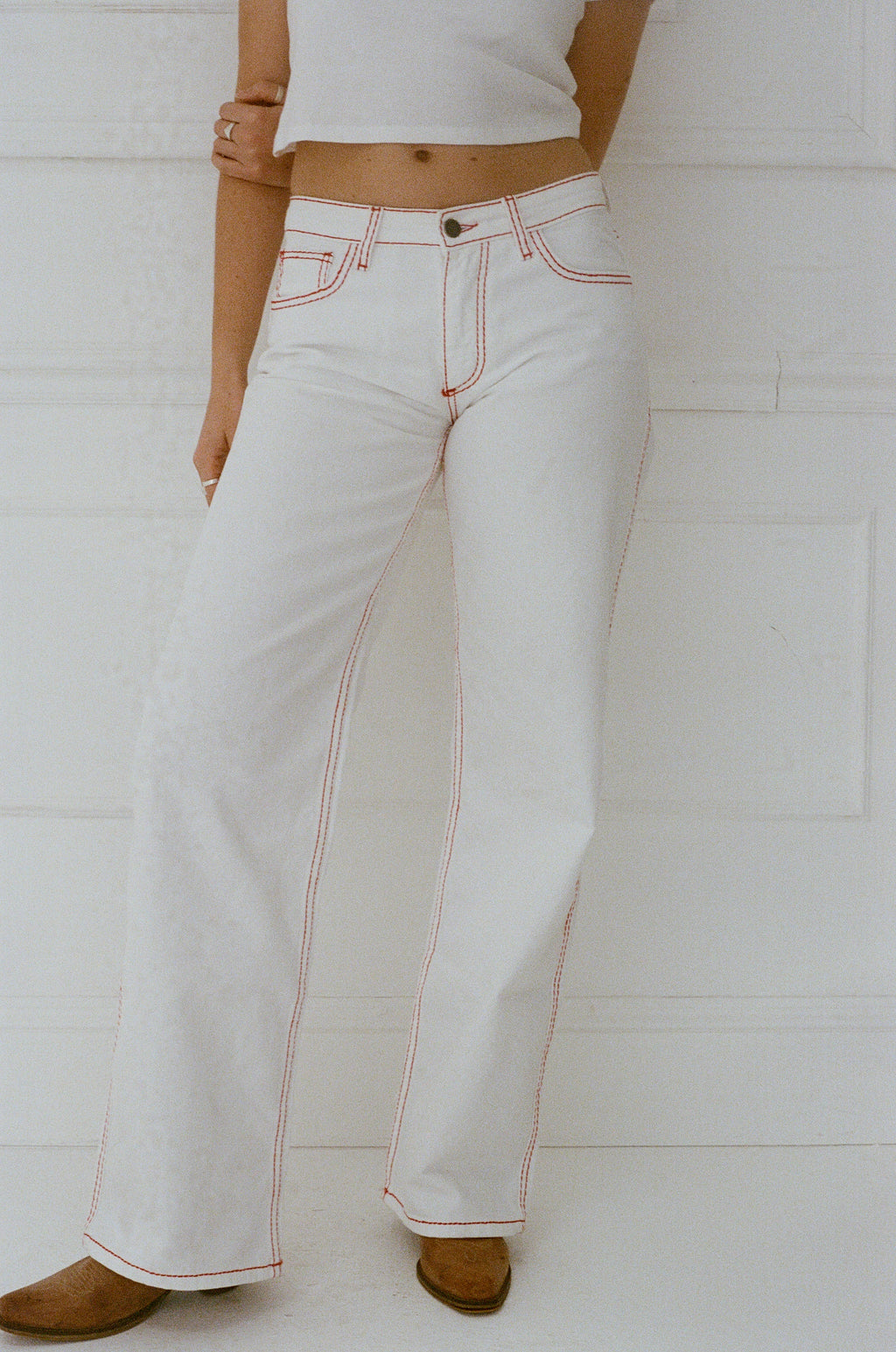 Lila Jeans - White & Red
