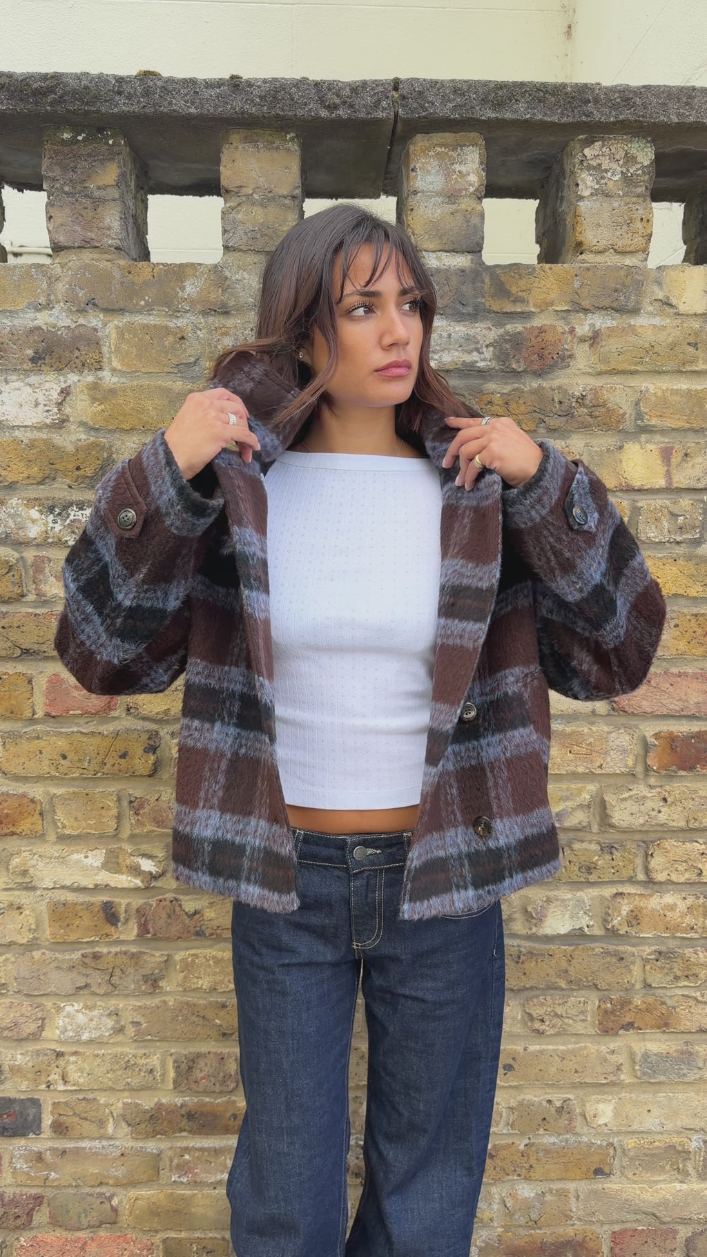 Maude Coat - Brown & Blue