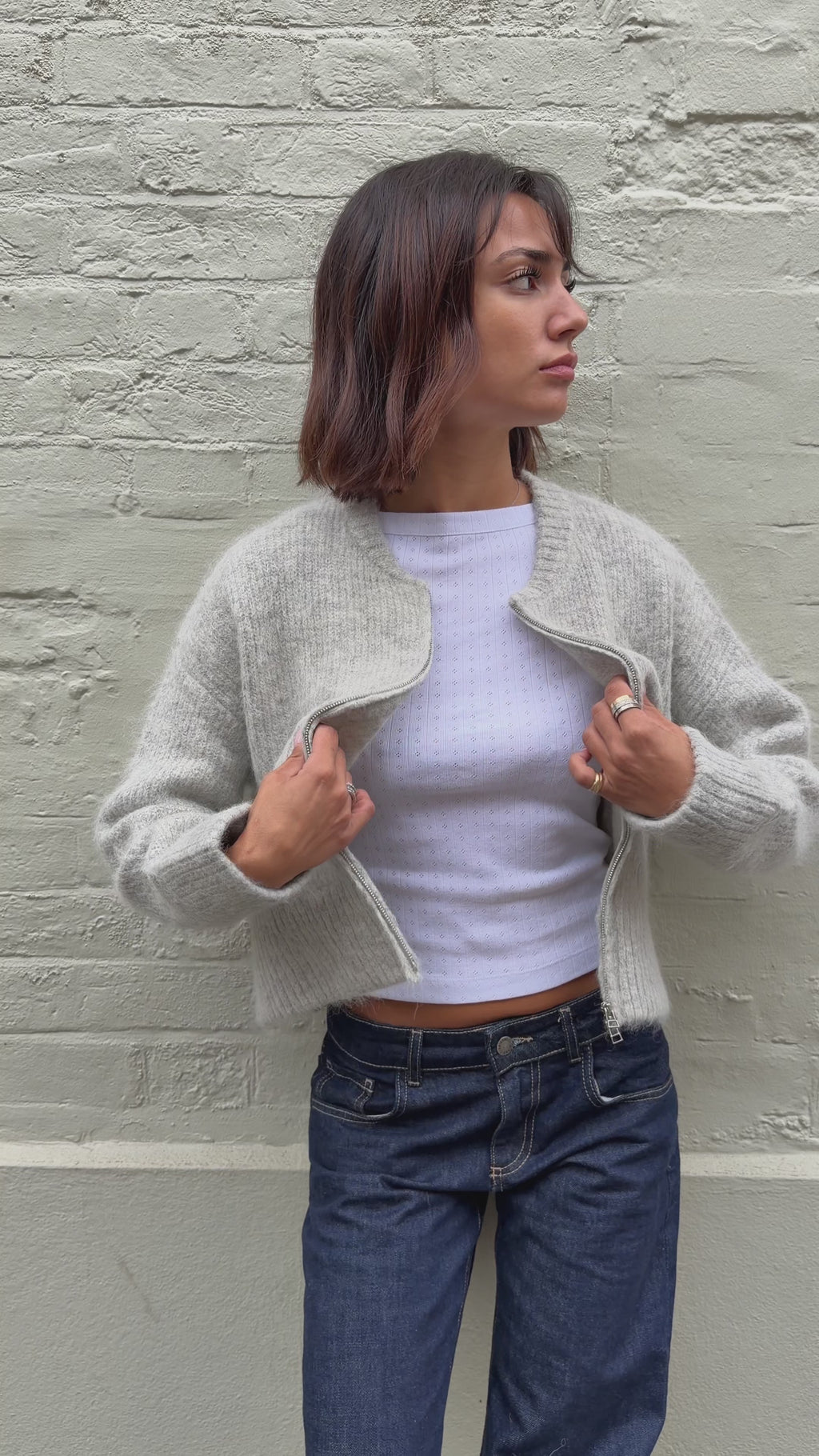 Dual Zip Bomber - Light Grey