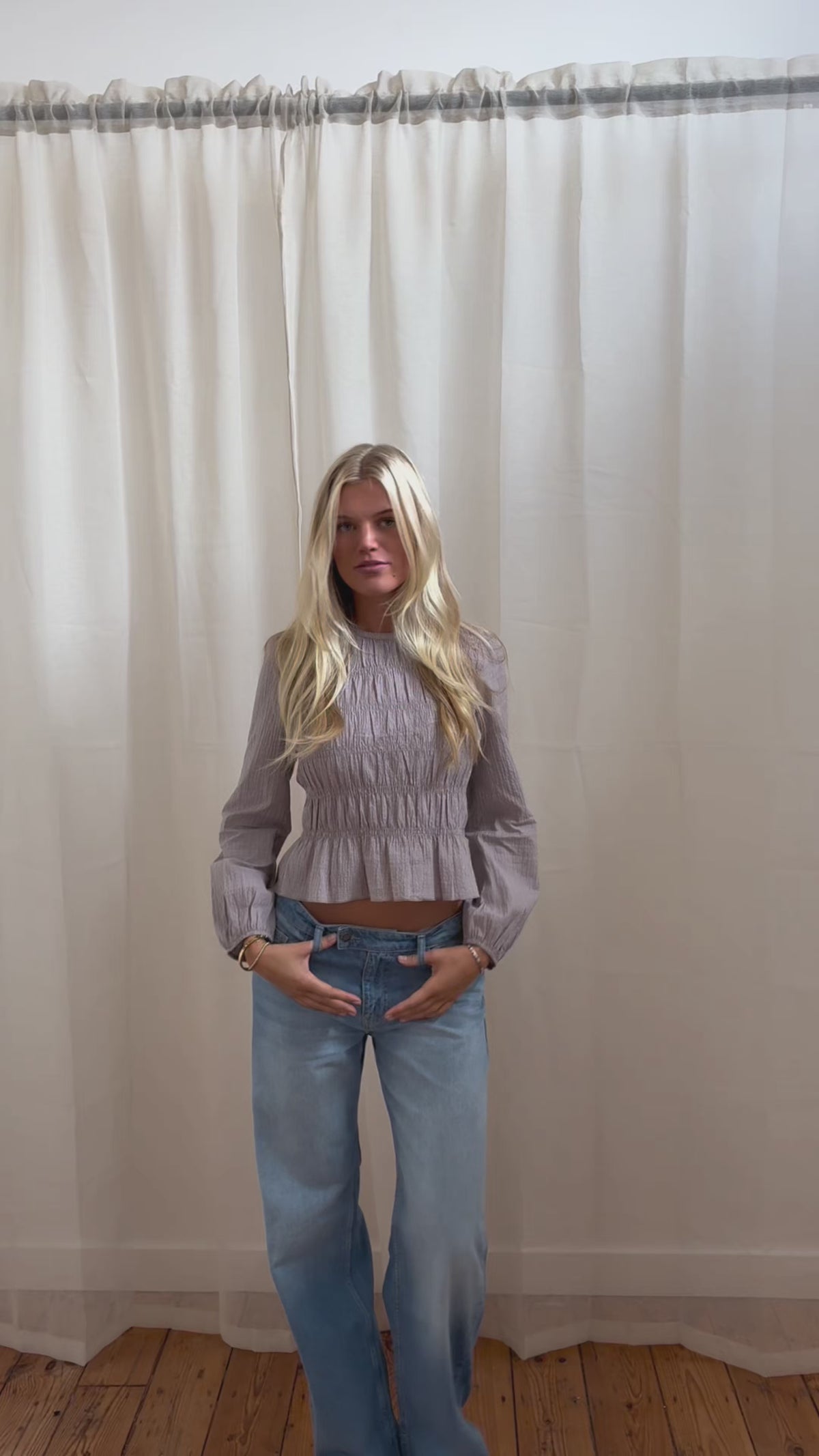 Emmie Blouse - Long Sleeve - Brown Checked