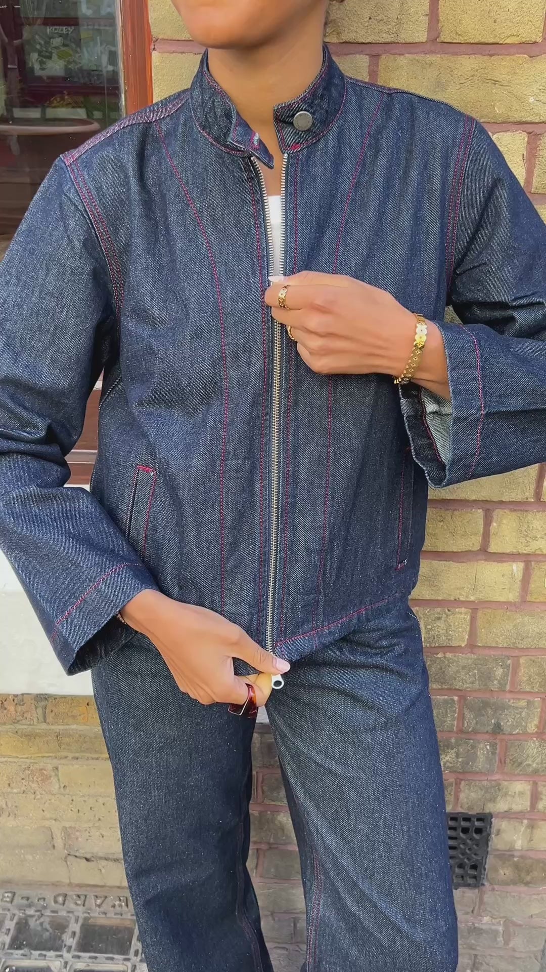 Nina Jacket Indigo & Red | Denim Jacket – Minka Dink London