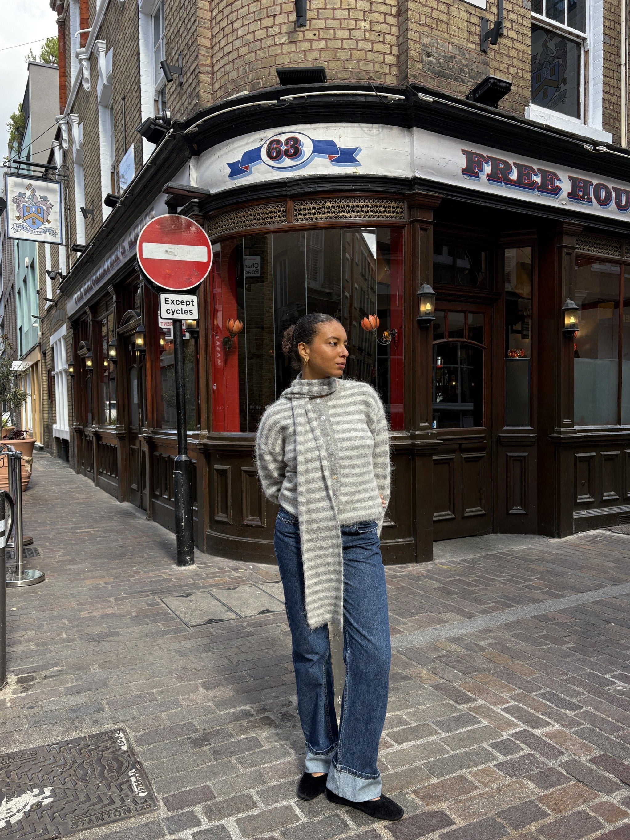 Evie Cardigan - Grey Stripe